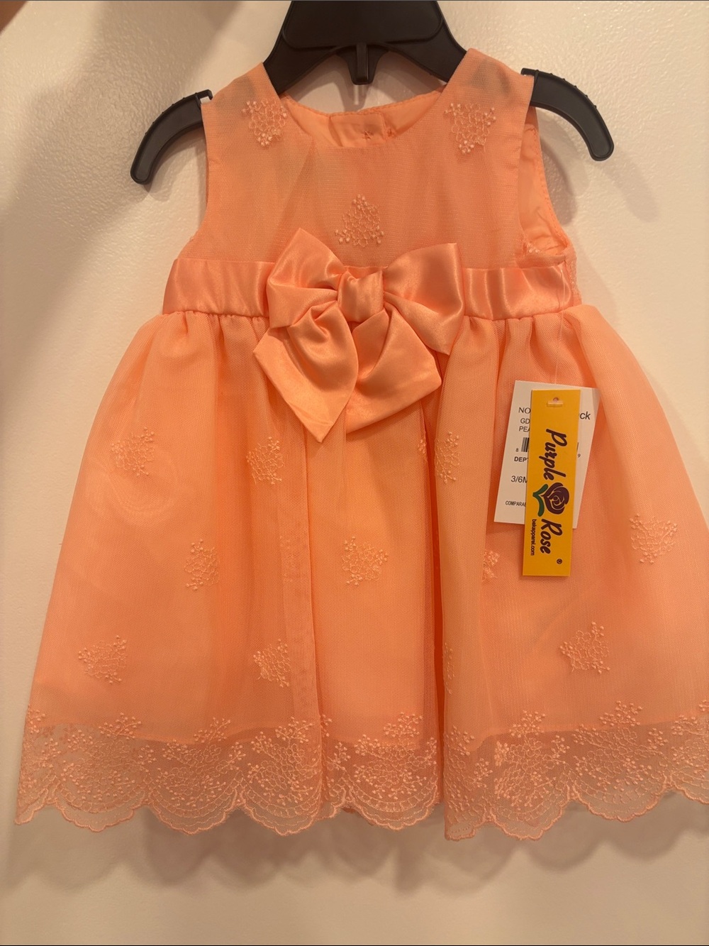 Peach Embroidered Baby Girl Dress - 3-6 months NWT